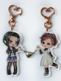 Cute girls magnetic heart keyrings
