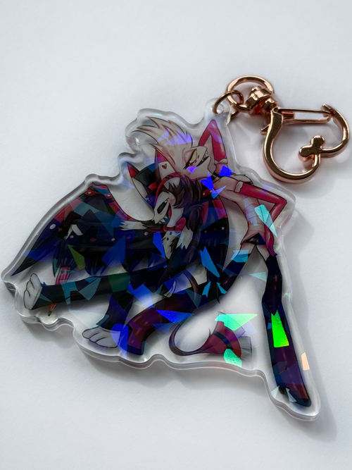 Cat and Angel keyring