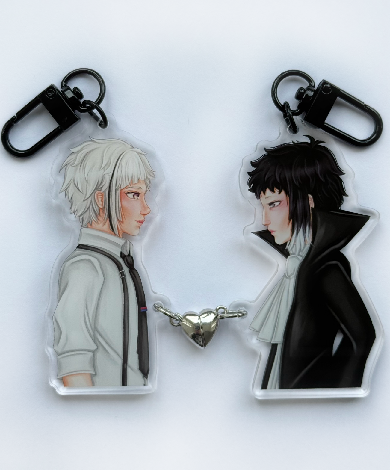 Weretiger and vampire magnetic heart keyrings